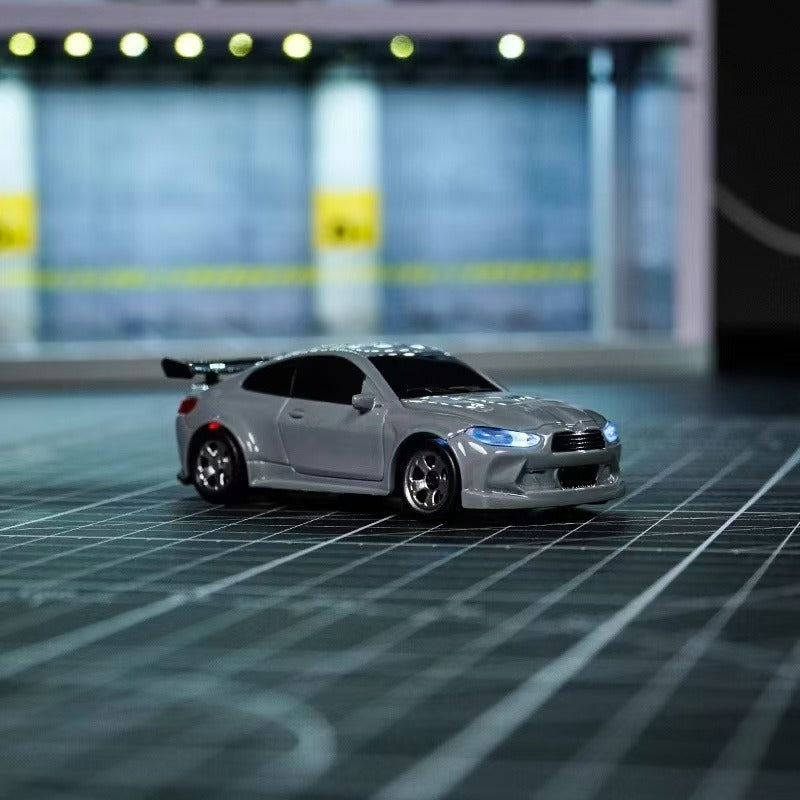 Mini Remote Control 4-Wheel Drift Car with Lights 1:64 Scale
